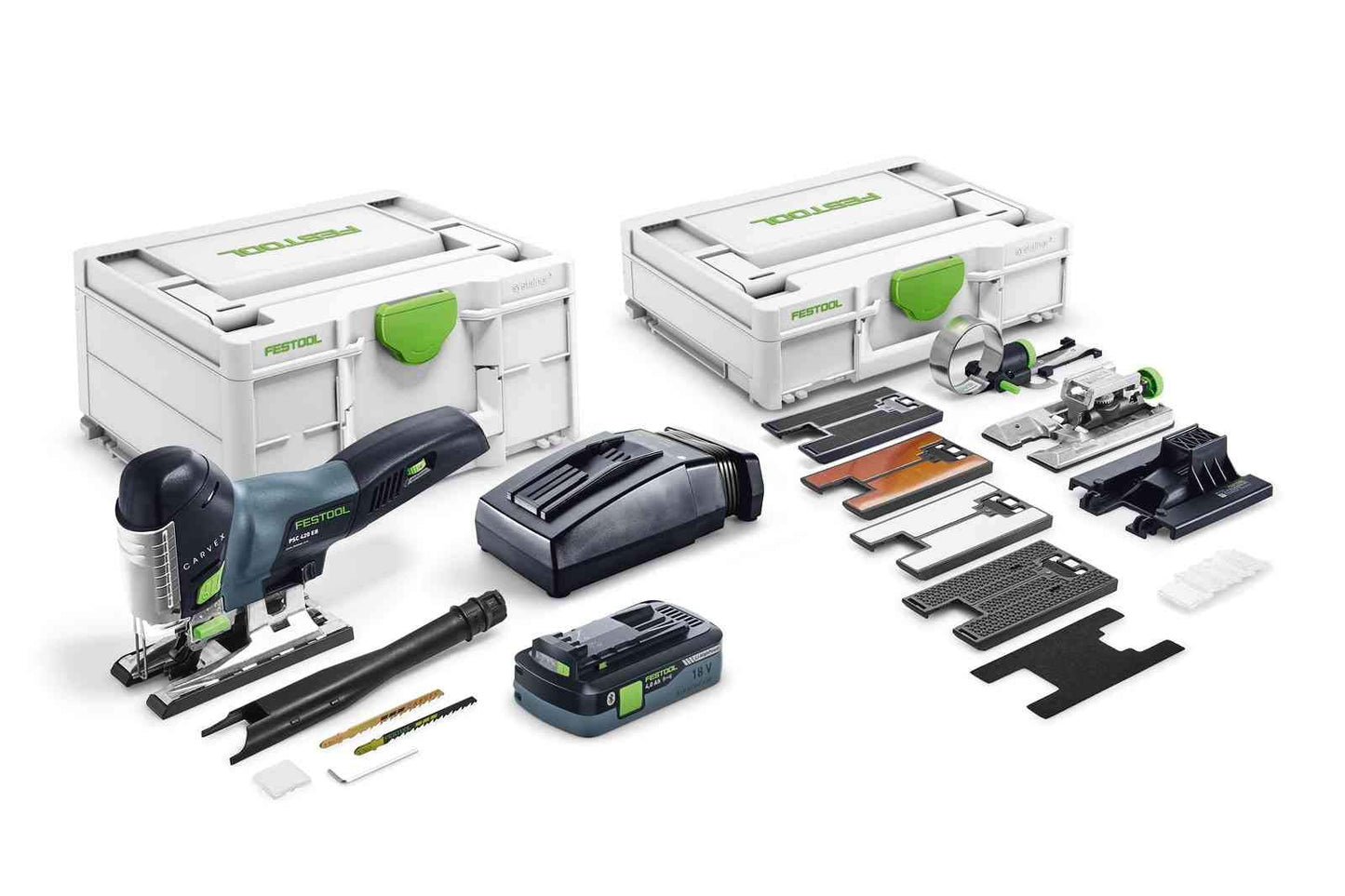 Festool Akku-Pendelstichsäge PSC 420 CARVEX I-Set – inkl. Akku, Ladegerät, Sägeblätter & Zubehör im Systainer