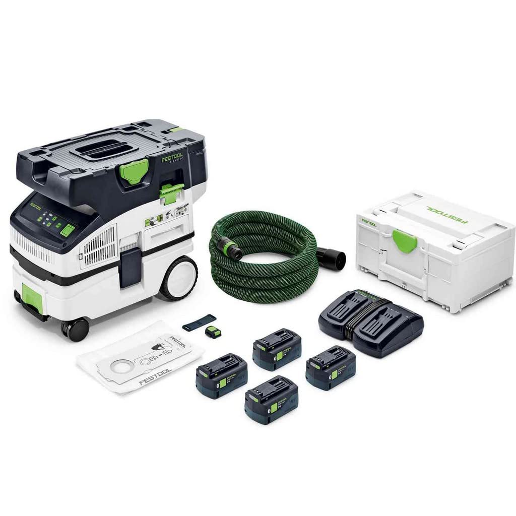 Festool Akku-Absaugmobil CTLC Mini I-Plus CLEANTEC (mit Hauptfilter, SELFCLEAN Filtersack, Saugschlauch, Sauger-Fernbedienung, Energie-Set SYS 18V)