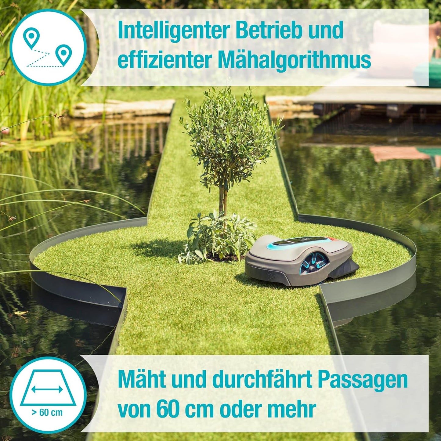 Gardena Mähroboter smart SILENO city 600 m² Set: Innovative LONA AI-Technologie, Steuerung per App, SensorControl