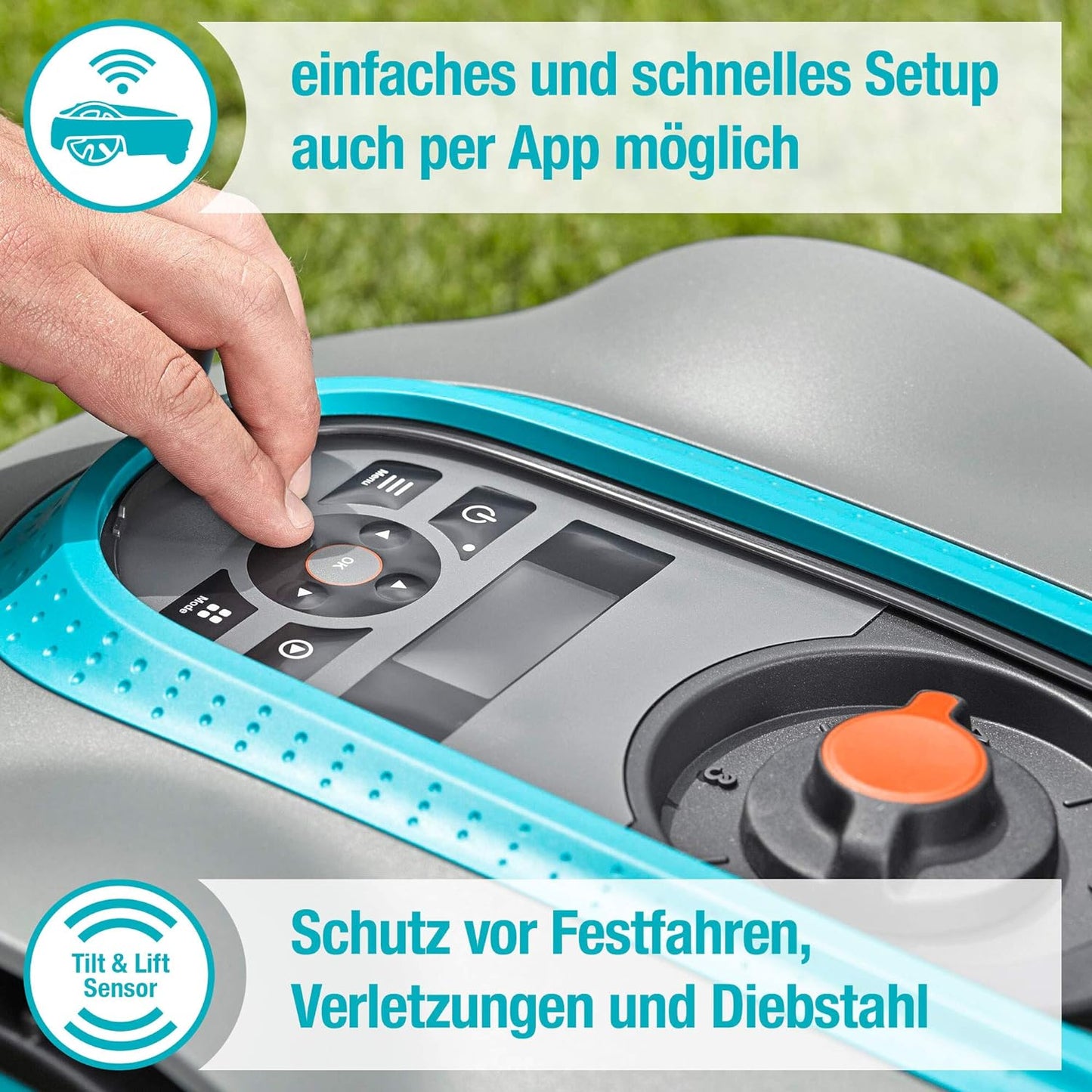 Gardena smart system Set: Mähroboter smart SILENO city bis zu 250 m² Rasenfläche, steuerbar per smart App, geräuscharm, Spiralmähfunktion, inkl. smart Gateway (19069-20)