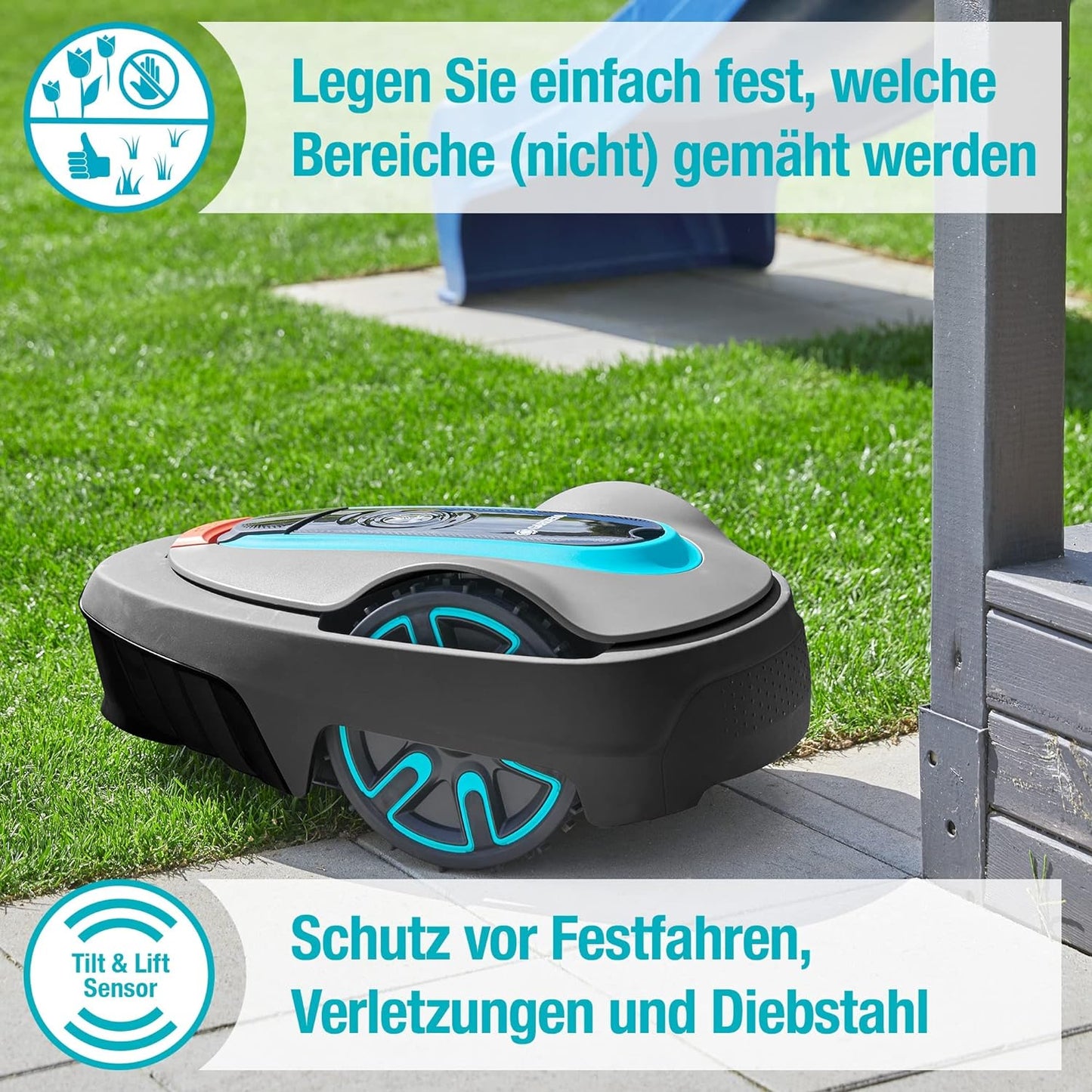 Gardena Mähroboter smart SILENO life 750 m² Set: Innovative LONA AI-Technologie, Steuerung per App, SensorControl, für Steigungen bis zu 35 Prozent, inkl. smart Gateway, DE-Version (19701-60)