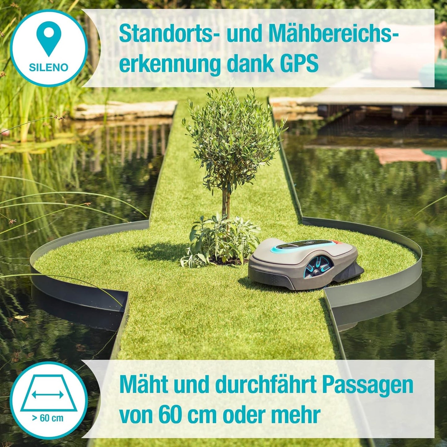 Gardena Mähroboter smart SILENO life 750 m² Set: Innovative LONA AI-Technologie, Steuerung per App, SensorControl, für Steigungen bis zu 35 Prozent, inkl. smart Gateway, DE-Version (19701-60)