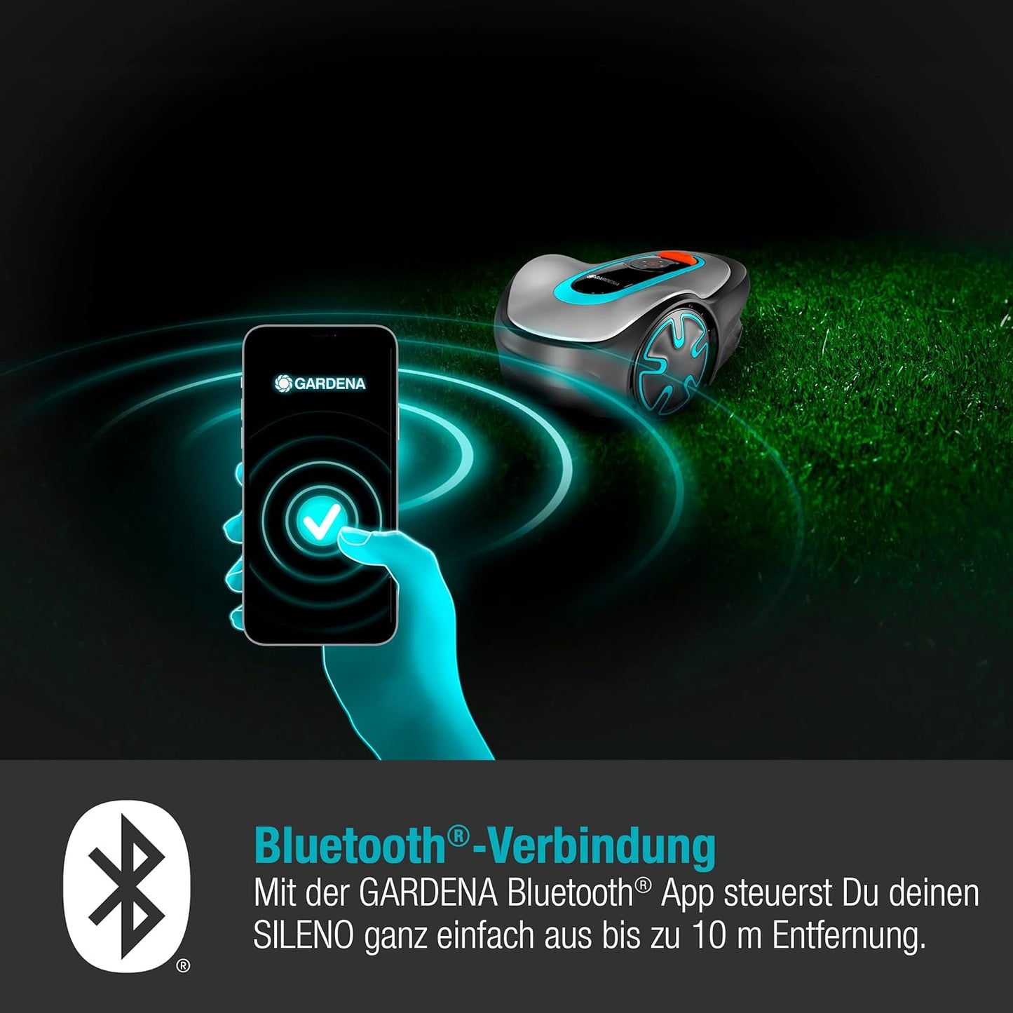 Gardena Mähroboter SILENO minimo 500 m²: intelligenter Rasenmäher mit optimaler Konnektivität, mit Gardena Bluetooth App programmierbar, DE-Version (15202-20)