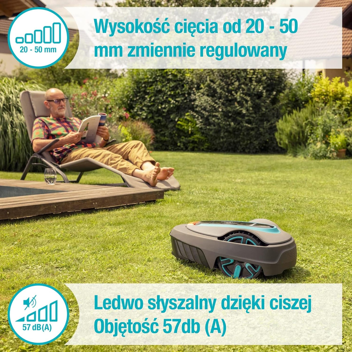 Gardena Mähroboter smart SILENO city 250 qm PL-Version, Türkis;orange;schwarz;grau