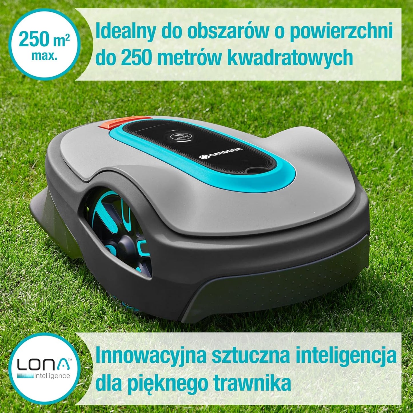 Gardena Mähroboter smart SILENO city 250 qm PL-Version, Türkis;orange;schwarz;grau