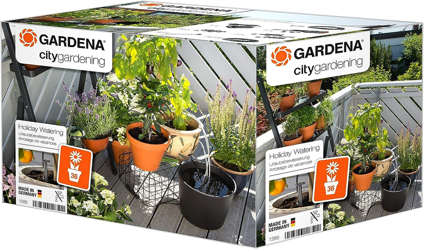 Gardena city gardening Urlaubsbewässerung: Pflanzenbewässerungs-Set für drinnen und draußen, individuelle Bewässerung von bis zu 36 Pflanzen (1265-20)