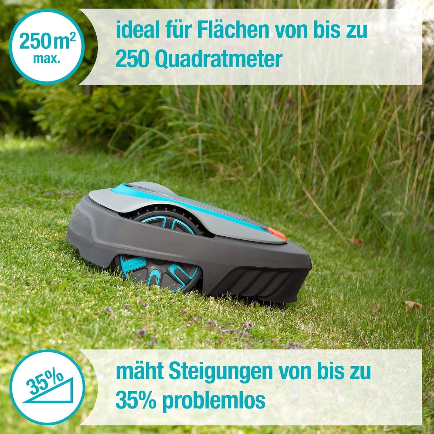 GARDENA smart Sileno Set city 500: Mähroboter bis 500 m² Rasenfläche, Steigungen bis 35 %, Schnitthöhe 20 - 50 mm, inkl. Gateway