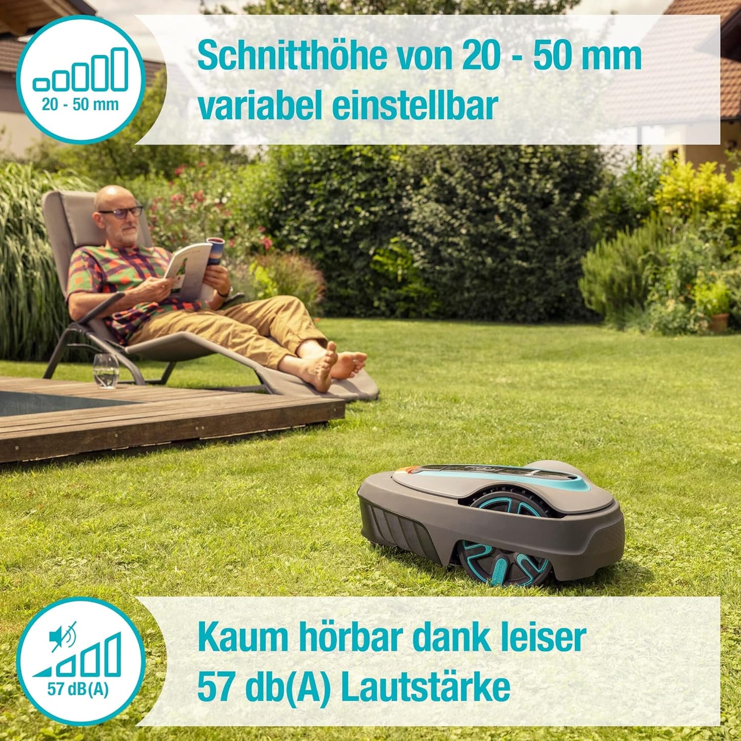 Gardena Mähroboter smart SILENO life 750 m² Set: Innovative LONA AI-Technologie, Steuerung per App, SensorControl, für Steigungen bis zu 35 Prozent, inkl. smart Gateway, DE-Version (19701-60)