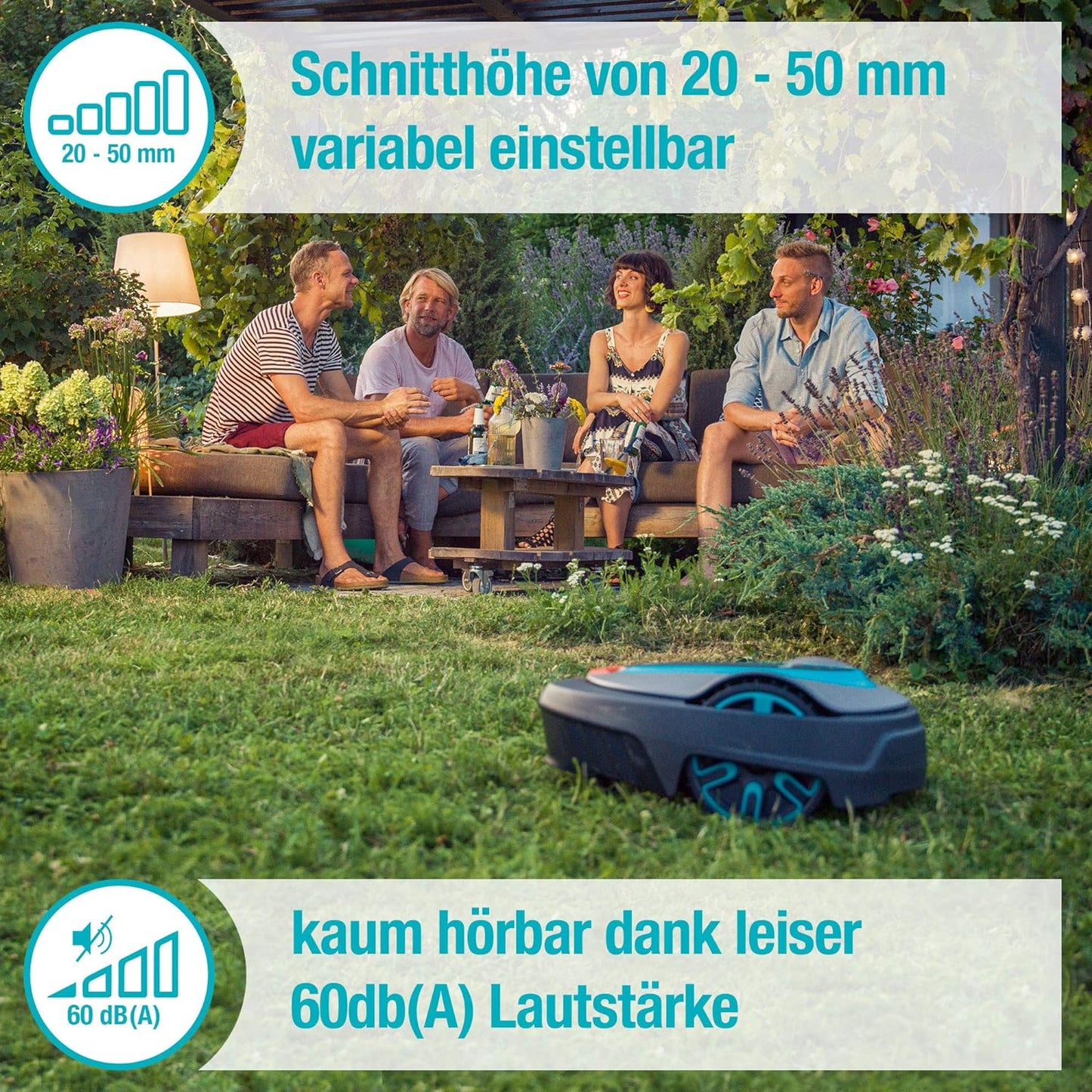 GARDENA smart Sileno Set city 500: Mähroboter bis 500 m² Rasenfläche, Steigungen bis 35 %, Schnitthöhe 20 - 50 mm, inkl. Gateway